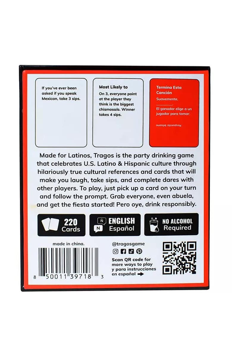 Tragos Bilingual English y Espanol, Cultural Spanglish Adult Card Game, Alternate, color, Multicolored