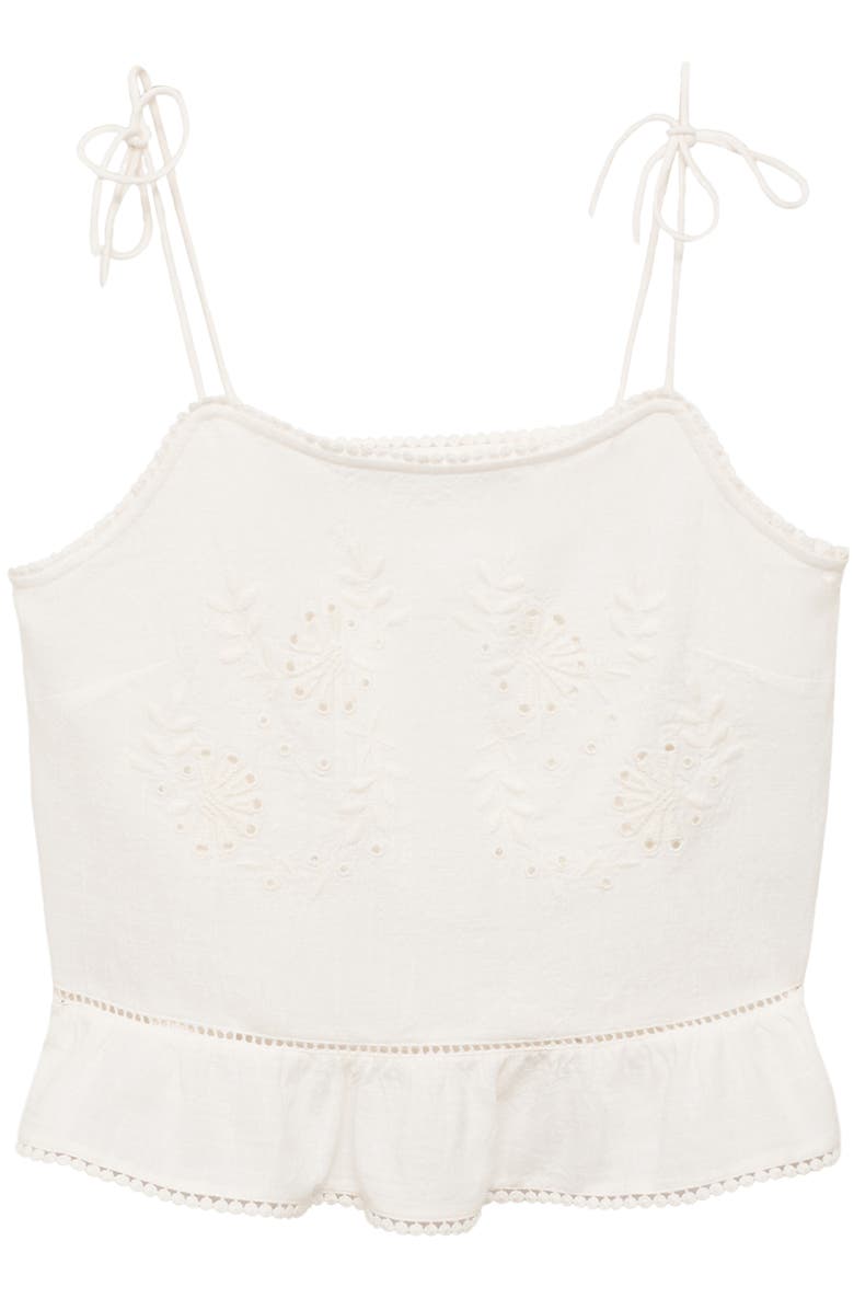 MANGO Embroidered Eyelet Camisole, Alternate, color, Off White