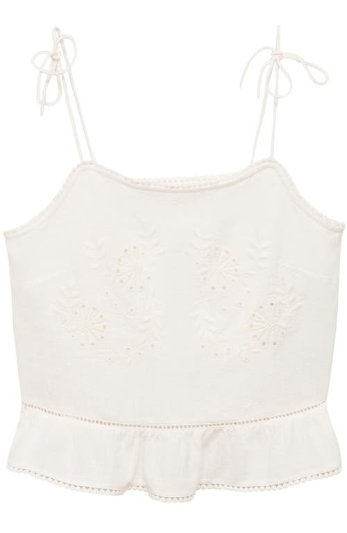 Mango Embroidered Eyelet Camisole In White