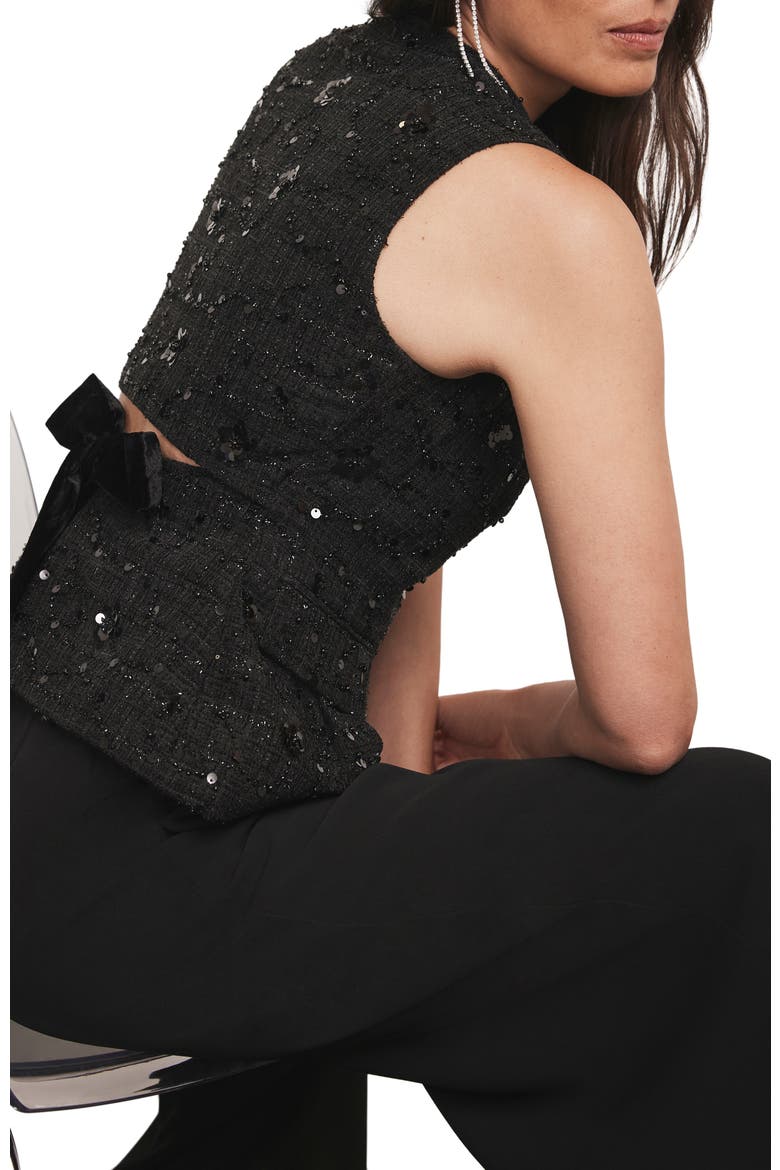 Embellished Backless Waistcoat, Alternate, color, Black