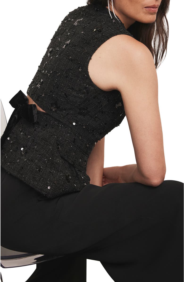 MINT VELVET Embellished Backless Waistcoat, Alternate, color, Black