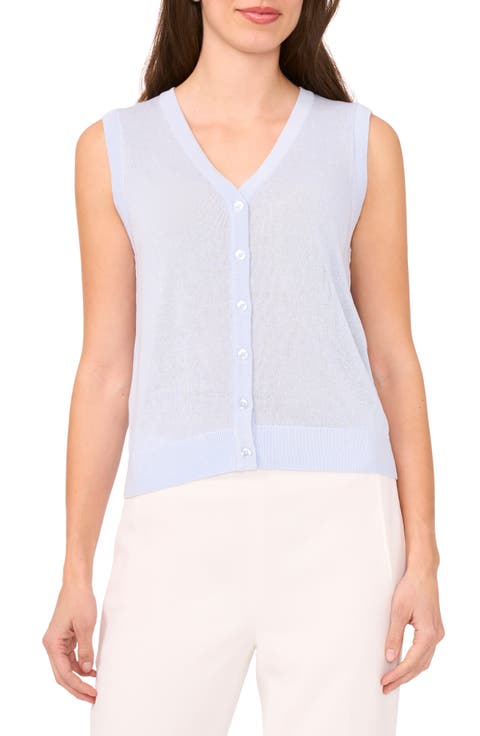 Sleeveless Button-Up Sweater
