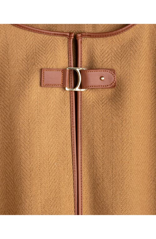 Ralph Lauren Lauren Equestrian Buckle Ruana In Brown