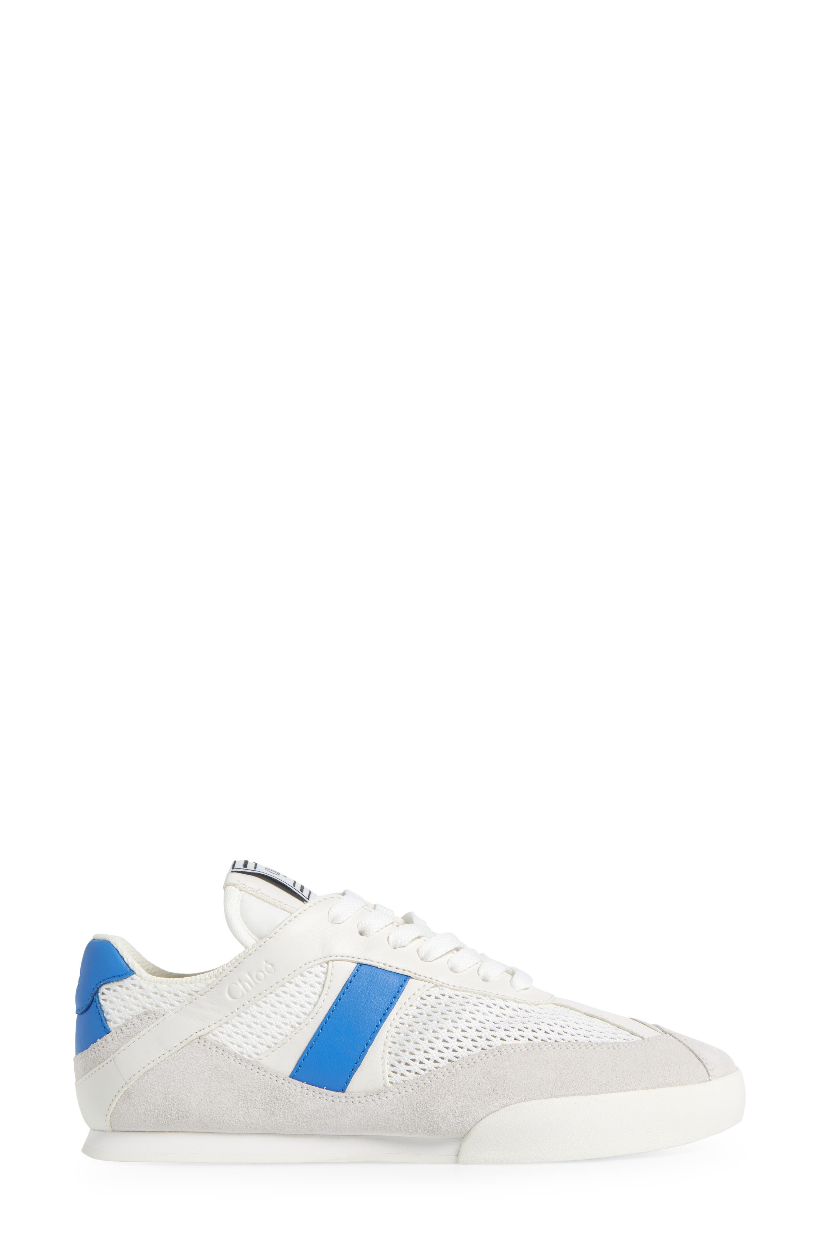 Chloé Kick Leather & Mesh Sneaker, Alternate, color, White/ Blue