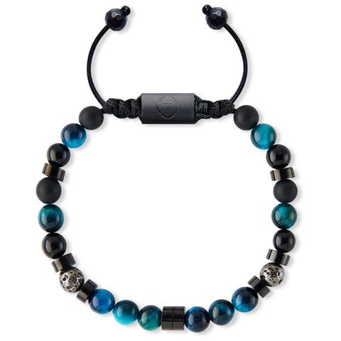 Sodalite Heishi Onyx and Lava Stone Beaded Bracelet