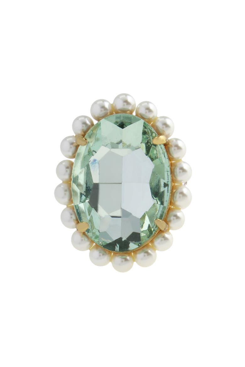 Oval Stone Faux Pearl Cocktail Ring, Alternate, color, LIGHT GREEN