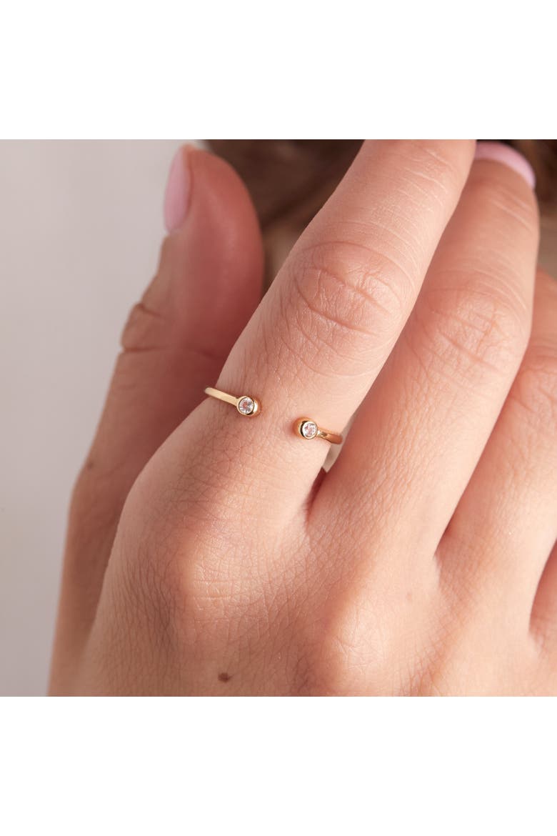 Open Ring with White Topaz, Alternate, color, Gold