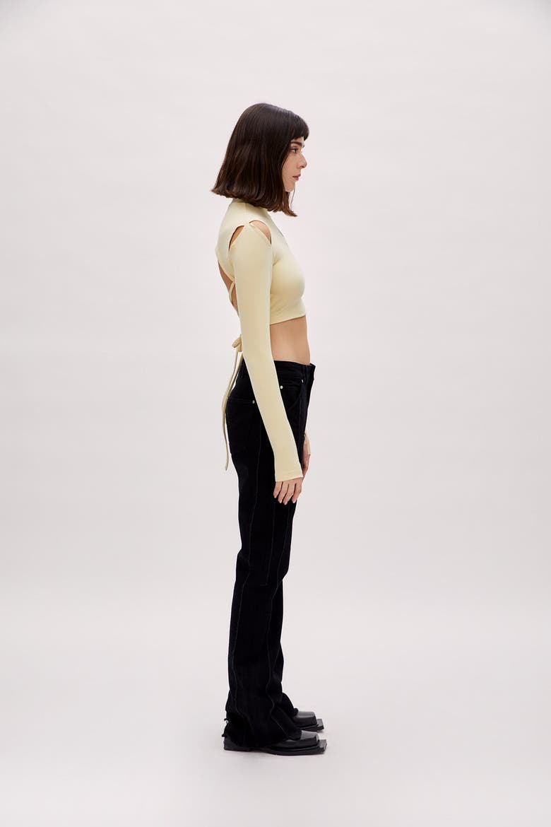 Cotton Long Sleeve Crop Top, Alternate, color, Chino Green