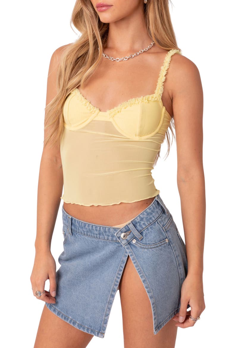 Mercy Sheer Mesh Bra Top, Alternate, color, YELLOW