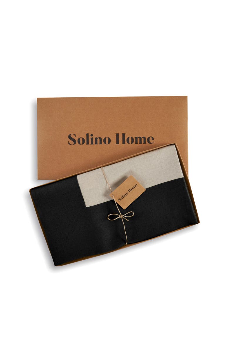 Linen Tablecloth - Contempo, Alternate, color, Black and Natural