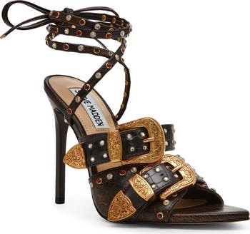 Saddle Embellished Ankle Strap Sandal
