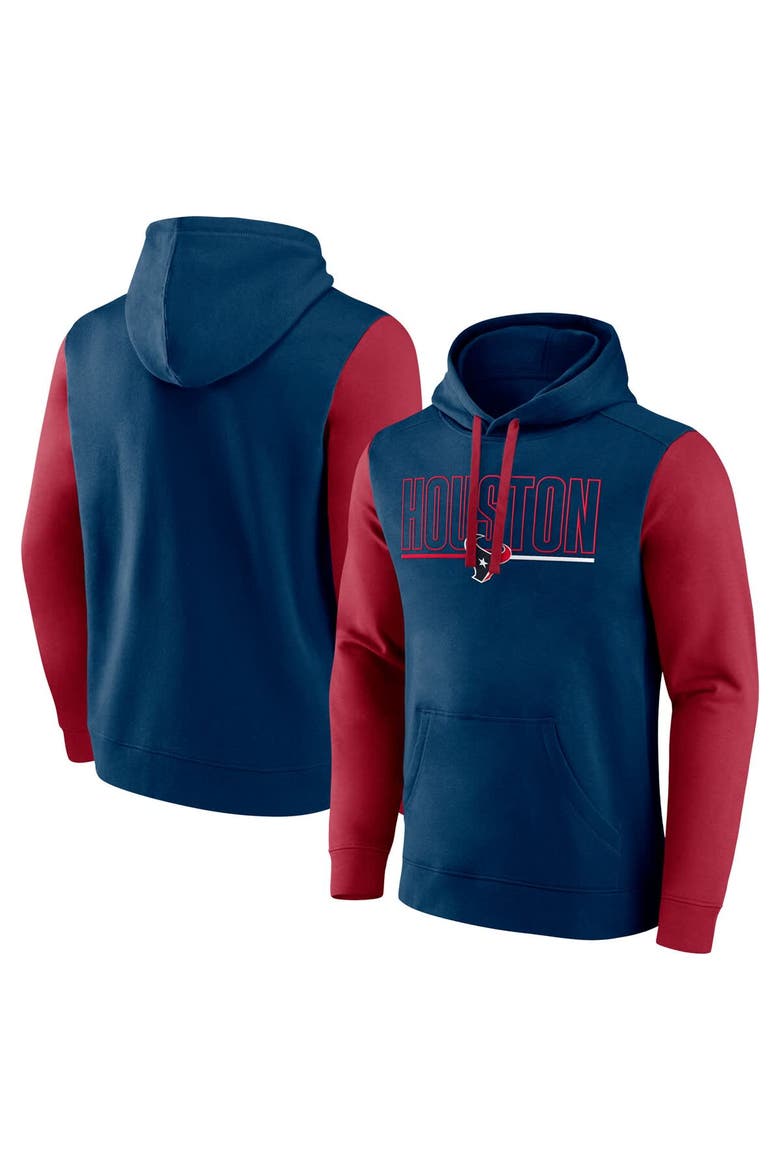 Men's Fanatics Navy/Red Houston Texans Outline Pullover Hoodie, Main, color, Navy
