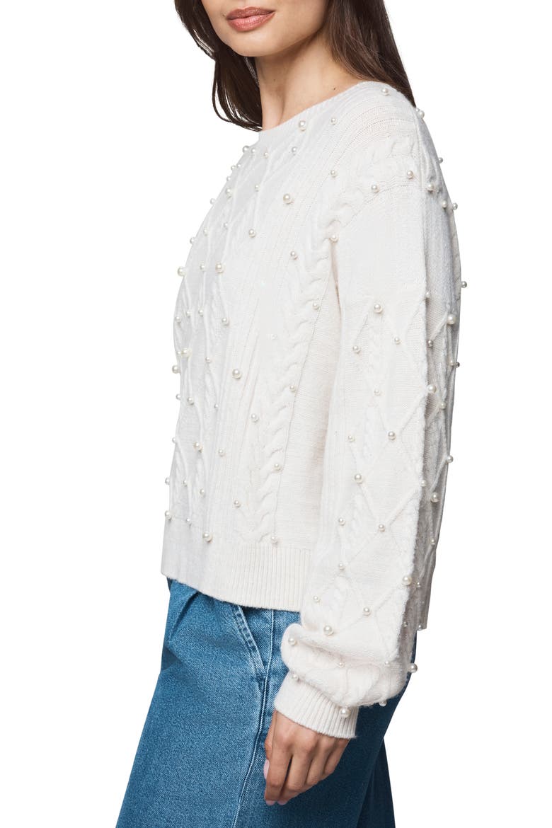 Demi Pearly Bead Sweater, Alternate, color, PALE OAK WHITE HEATHER