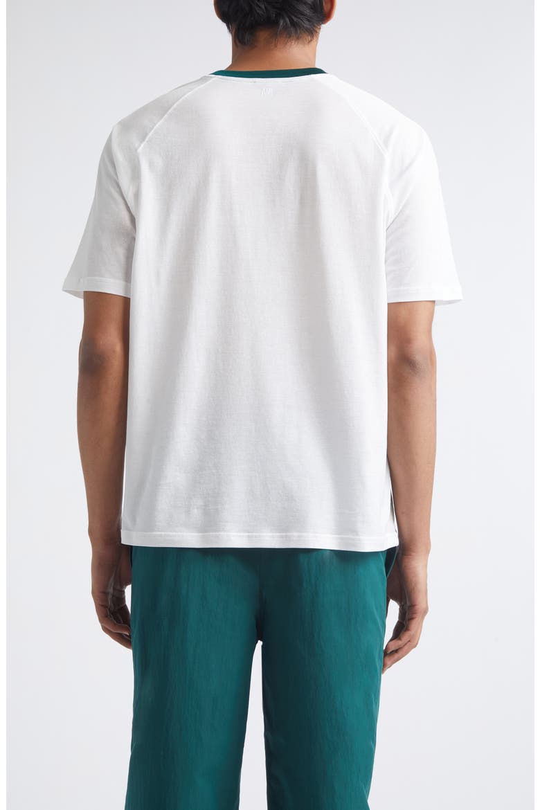 Ami de Coeur Embroidered Cotton Ringer T-Shirt, Alternate, color, BLANC NATUREL/ VERT SAPIN