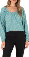 Hurley Dreamland Floral Long Sleeve Rayon Top
