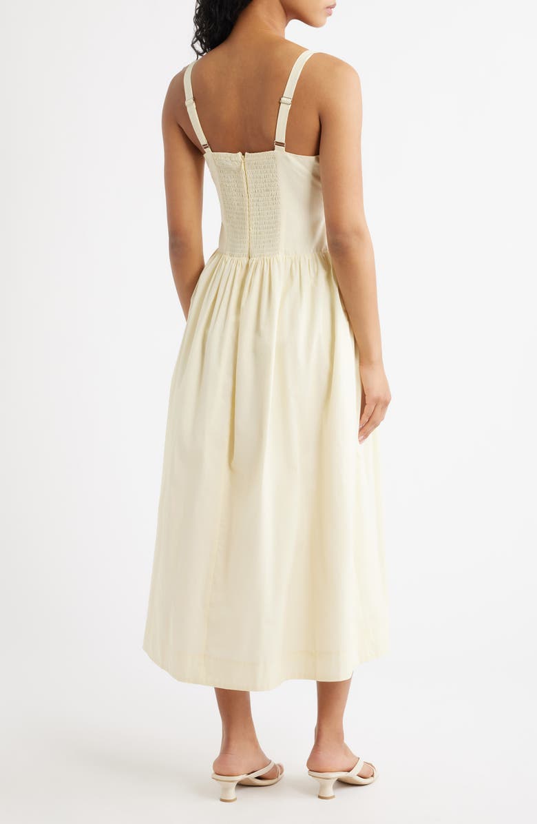 MOON RIVER Embroidered Sleeveless Cotton Midi Dress, Alternate, color, Butter Yellow