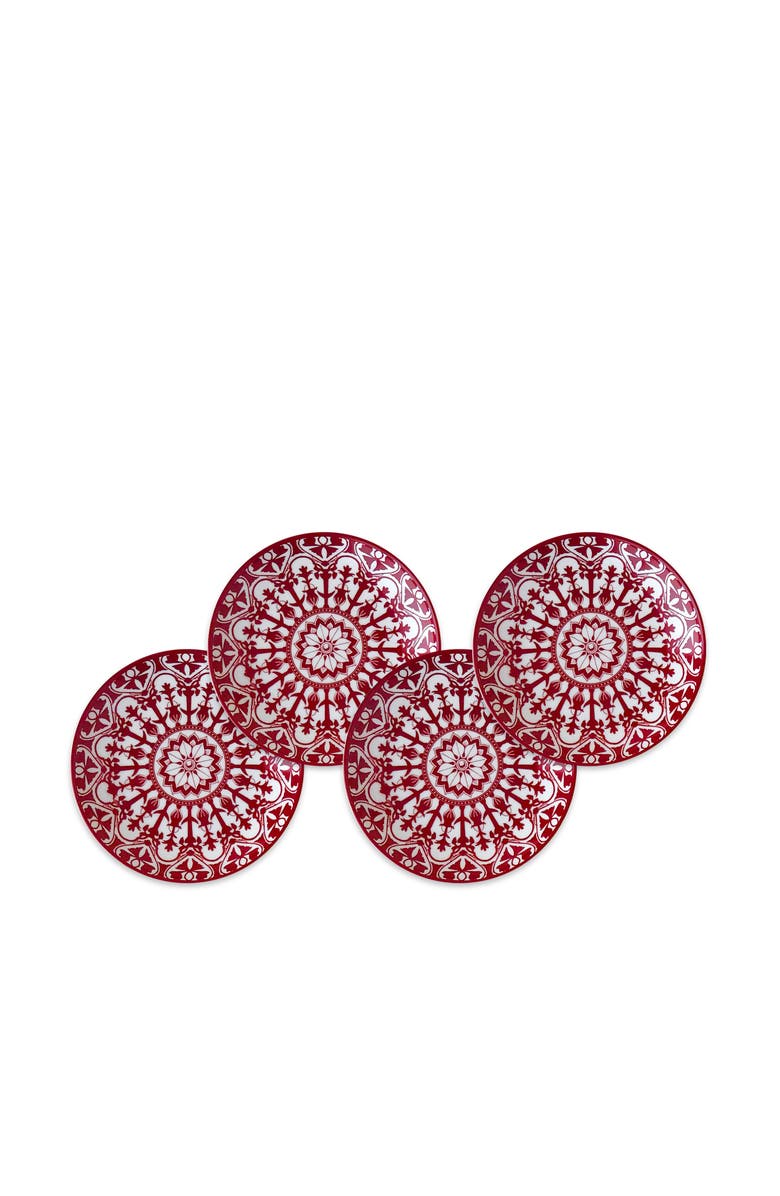 Caskata Casablanca Crimson Small Plates  - Porcelain - Set 4, Main, color, Red