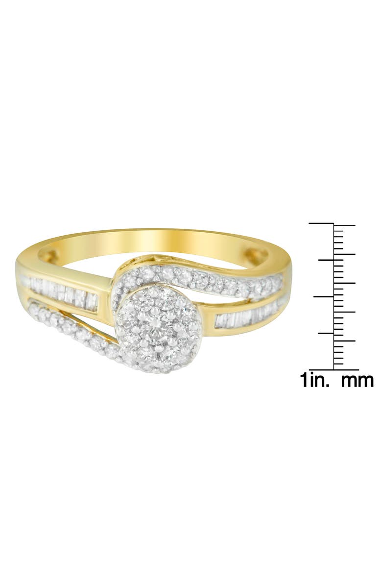 Haus of Brilliance 10K Yellow Gold 1/2 Cttw Diamond Bypass Swirl Cluster Ring, Alternate, color, Yellow Gold