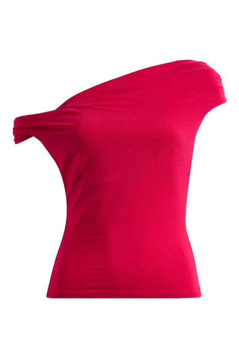 Cello One-Shoulder Knit Top, Alternate, color, RHUBARB
