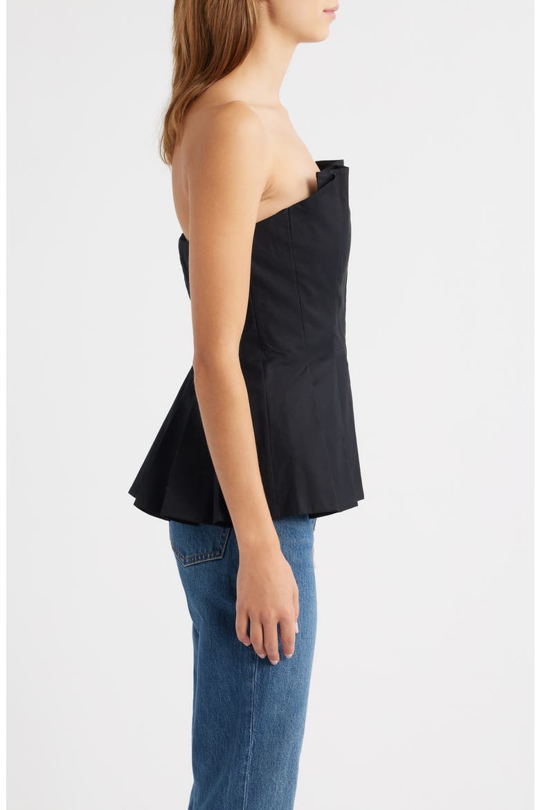 Ashlyn Pleated Peplum Strapless Top, Alternate, color, BLACK