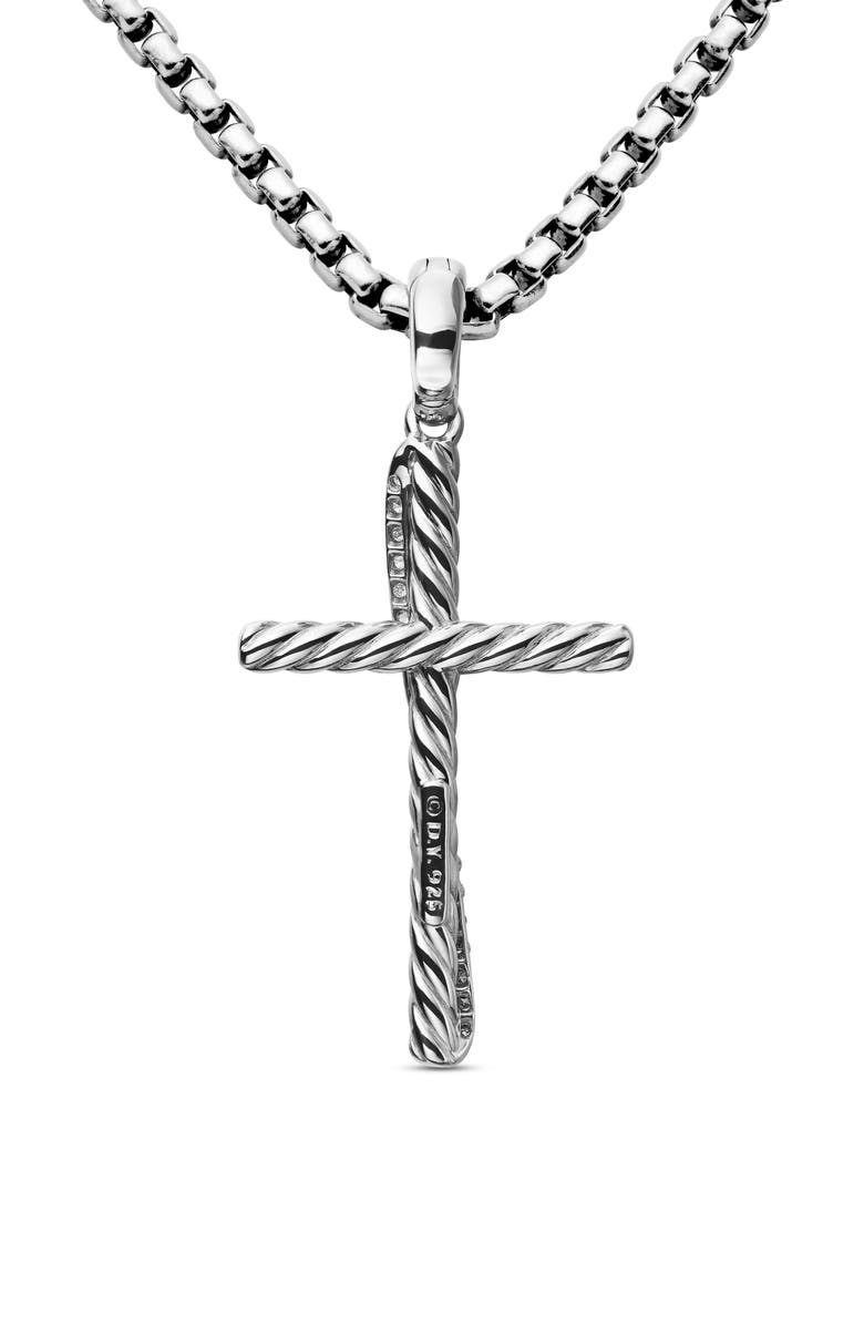 David Yurman Crossover Cross Pendant in Sterling Silver with Pavé Diamonds, Alternate, color, 