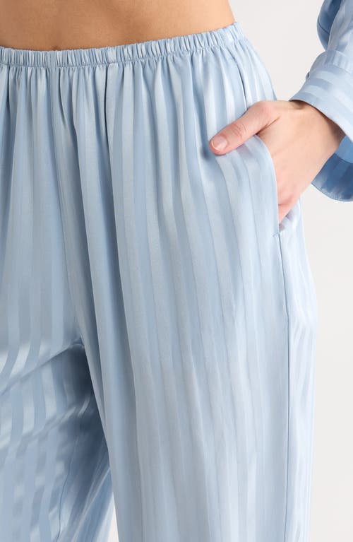 Lunya Stripe Washable Silk Button-up Pajamas In Blue