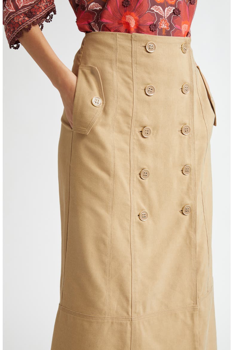 Double Breasted Button Front Skirt, Alternate, color, BROWN