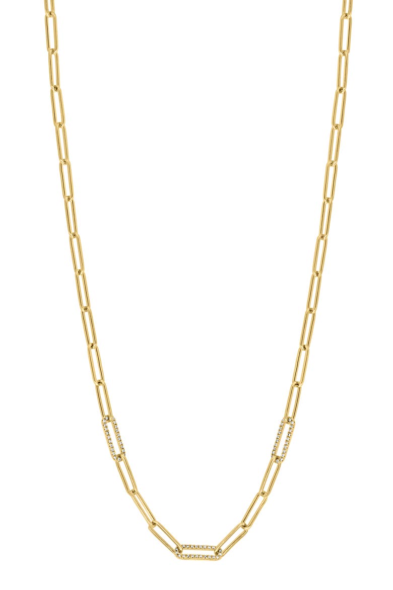 Diamond Paper Clip Chain Necklace, Alternate, color, GOLD