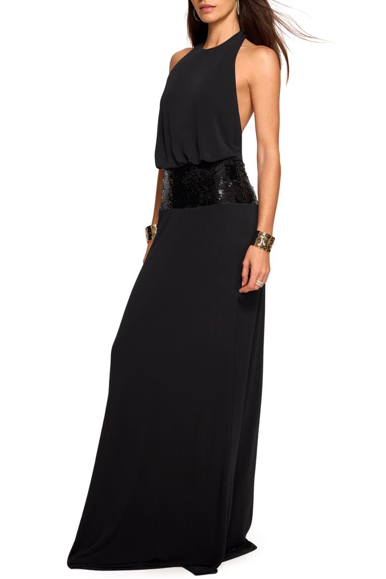 Theresa Halter Neck Gown, Main, color, BLACK