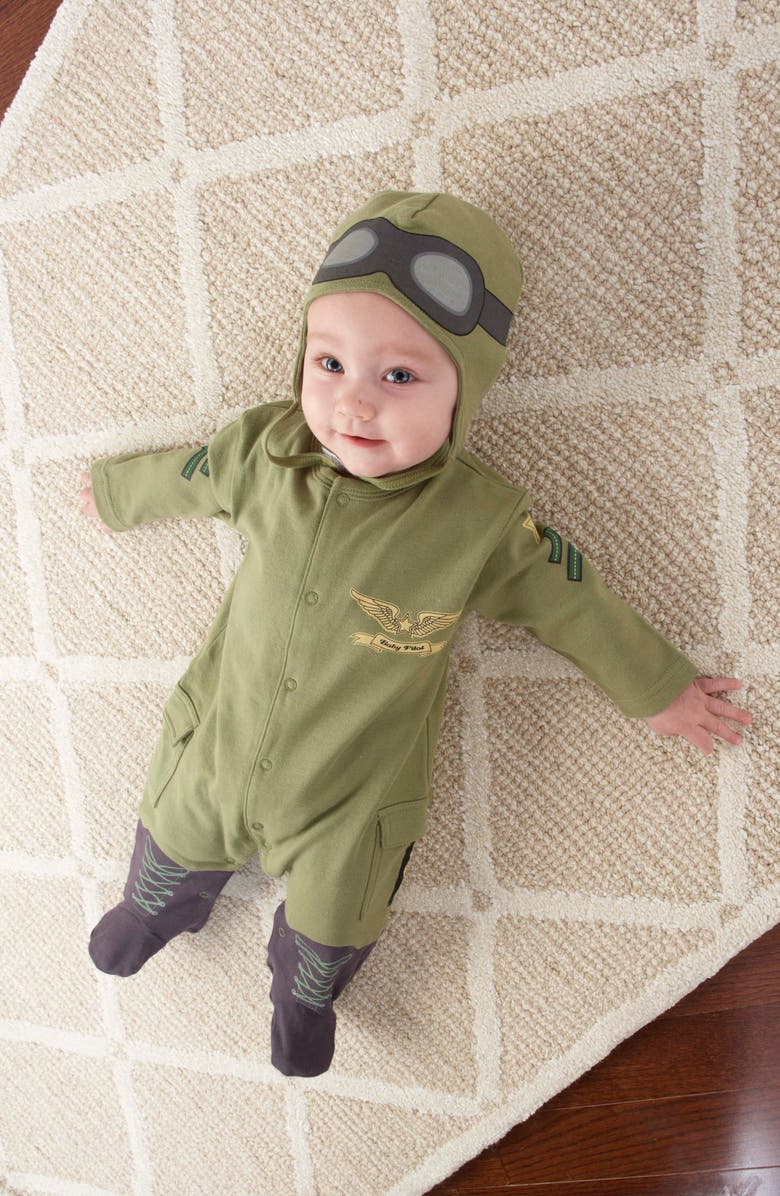 Baby Aspen Big Dreamzzz Pilot 2-Piece Cotton Romper & Hat Gift Set, Alternate, color, 