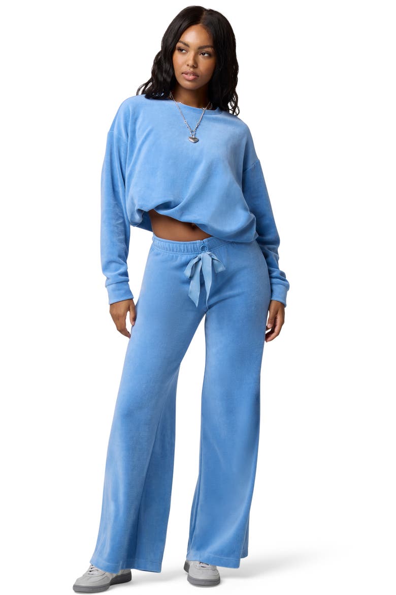 Velour Wide Leg Pants, Alternate, color, VINTAGE BLUE