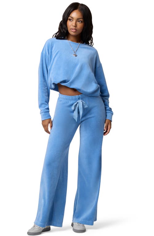 Florence By Mills Velour Wide Leg Pants In Blue