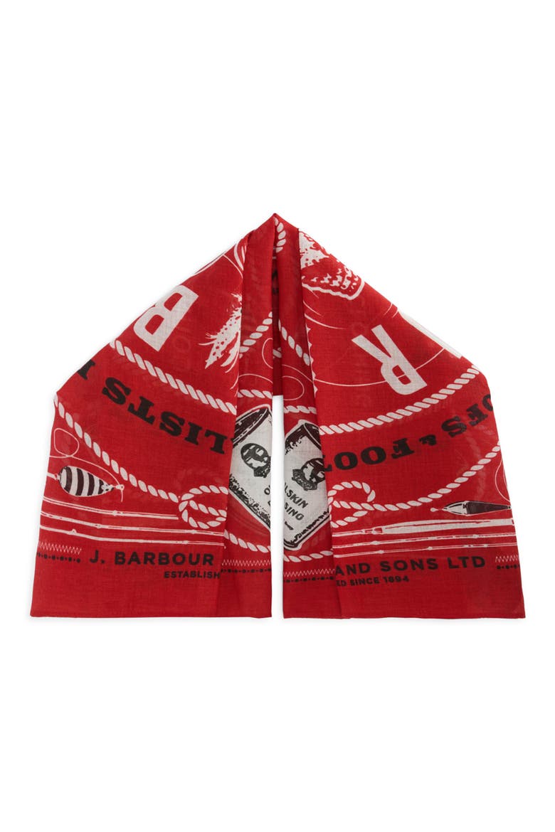 Heritage Print Cotton Bandana Scarf, Alternate, color, RED