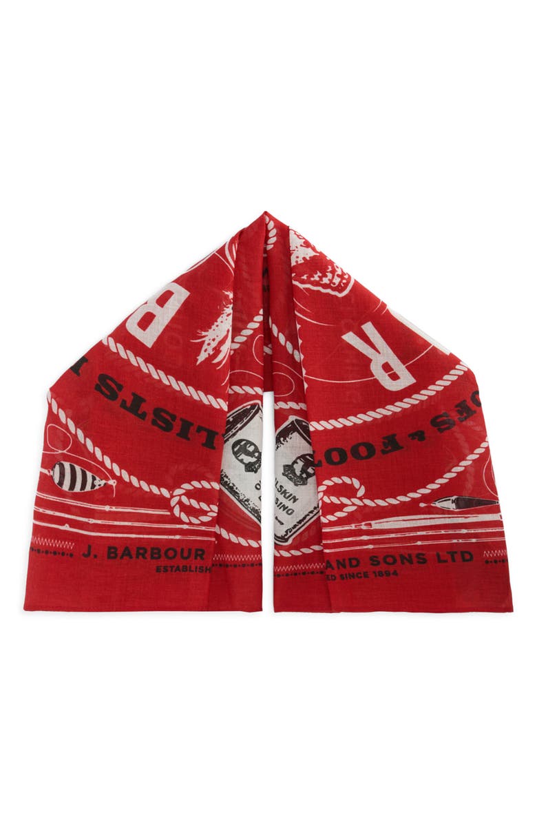 Barbour Heritage Print Cotton Bandana Scarf, Alternate, color, Red