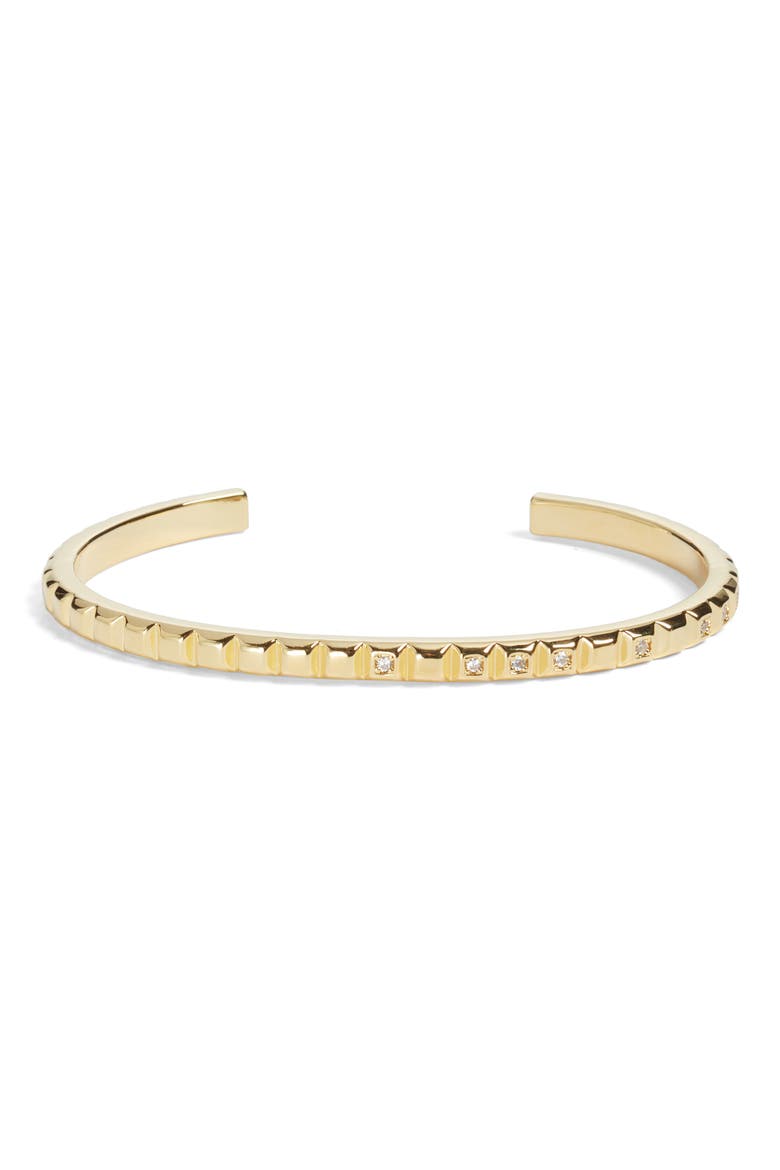 Cubic Zirconia Accent Square Tile Cuff Bracelet, Main, color, CLEAR- GOLD