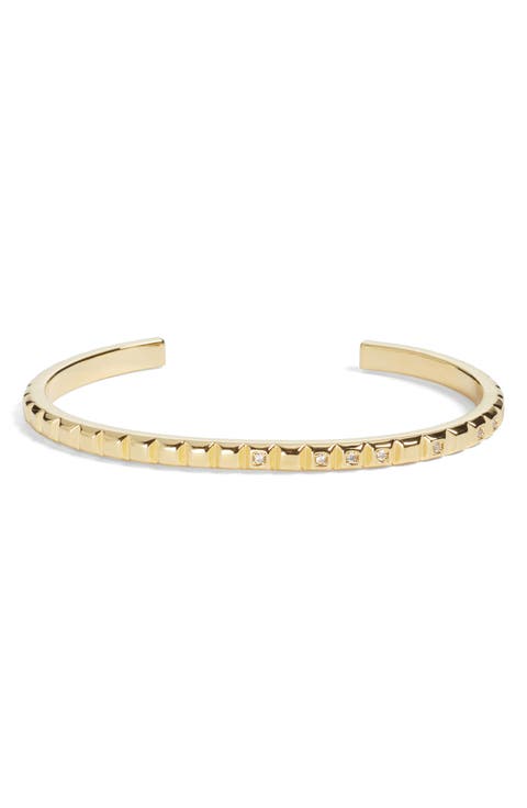Cubic Zirconia Accent Square Tile Cuff Bracelet