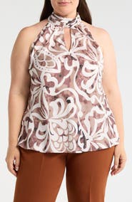 Tahari ASL Mock Neck Sleeveless Top