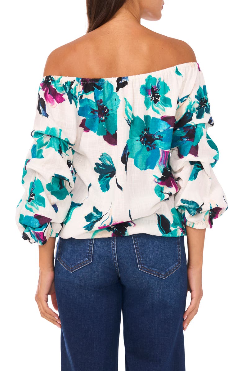 Vince Camuto Off the Shoulder Bubble Sleeve Top, Alternate, color, Jungle