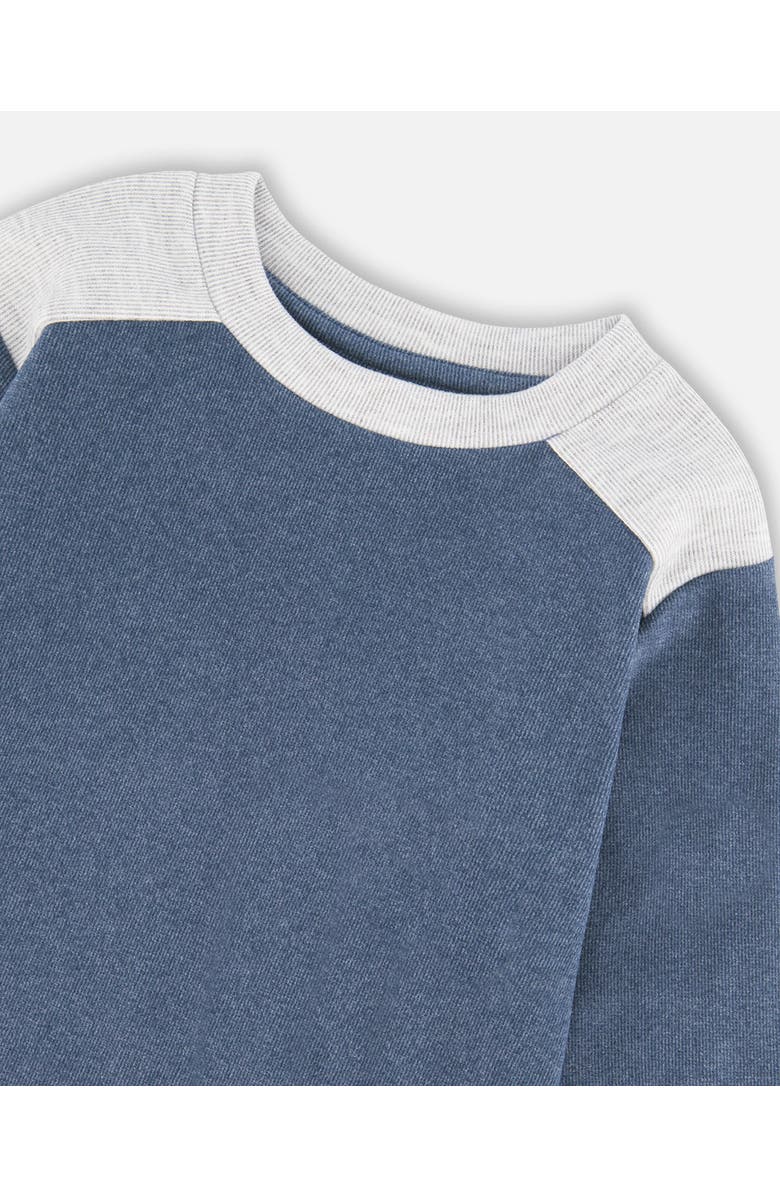 Deux par Deux Super Soft Long Sleeve Flat Back Rib Top with Elbow Patches, Alternate, color, Navy Blue