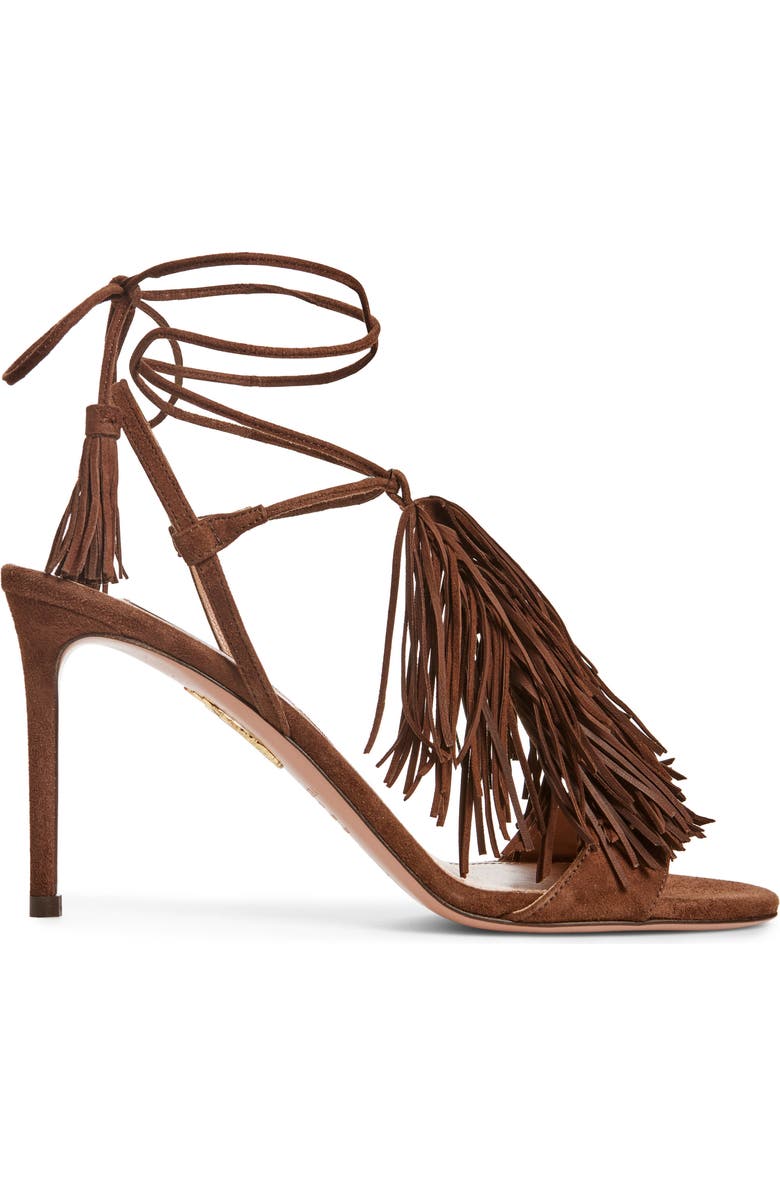Aquazzura Gytane Fringe Ankle Sandal, Alternate, color,