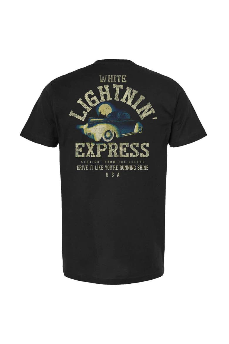 Men's Checkered Flag Sports Black NASCAR White Lightnin' Express T-Shirt, Alternate, color, Black