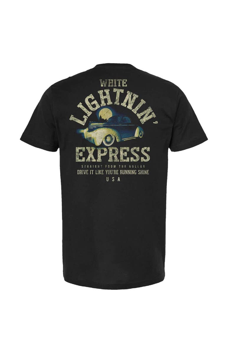 CHECKERED FLAG Men's Checkered Flag Sports Black NASCAR White Lightnin' Express T-Shirt, Alternate, color, Black