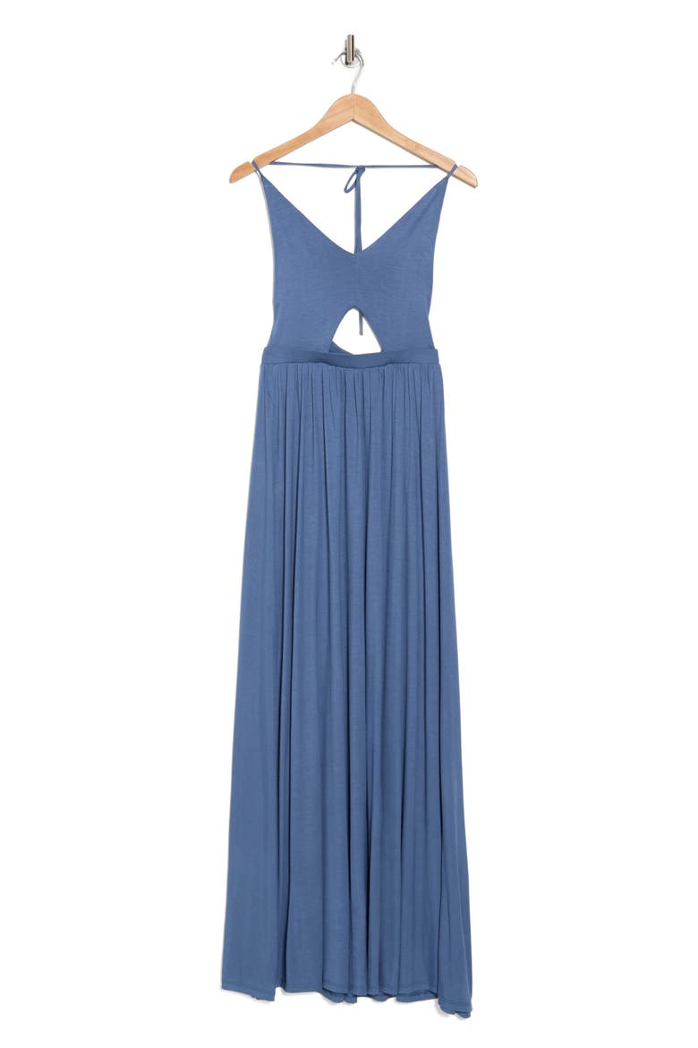 Halter Neck Keyhole Maxi Dress, Alternate, color, MOROCCAN BLUE