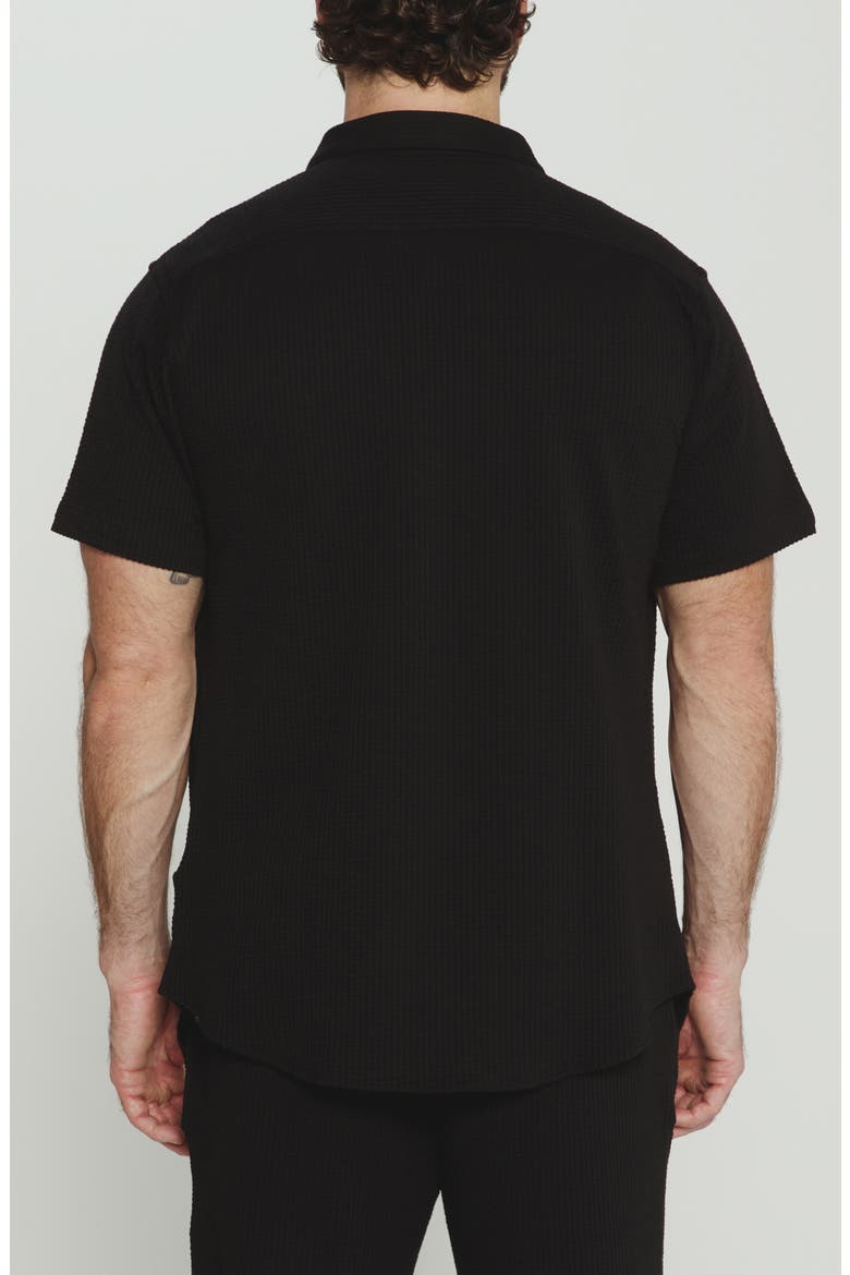 Bennet Stripe Seersucker Short Sleeve Button-Up Shirt, Alternate, color, BLACK