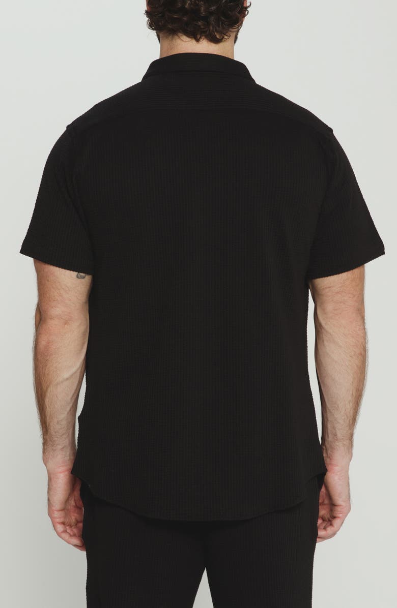 7 Diamonds Bennet Stripe Seersucker Short Sleeve Button-Up Shirt, Alternate, color, Black