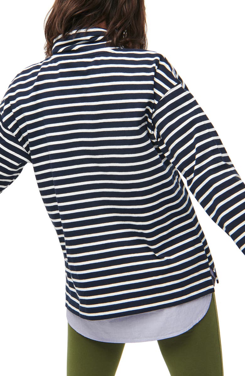 J.Crew Stripe Mariner Cloth Funnel Neck Pullover, Alternate, color,