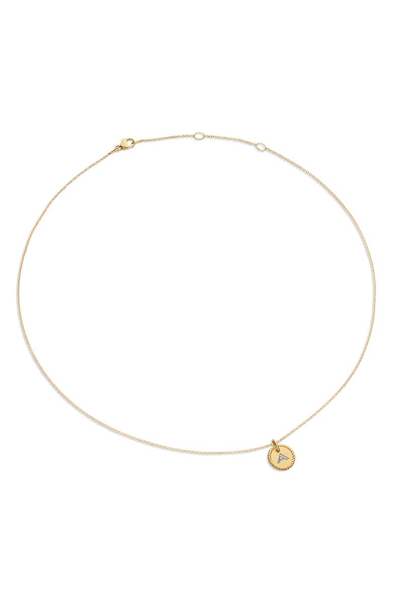 David Yurman Cable Collectibles Diamond Initial Pendant Necklace, Alternate, color, A