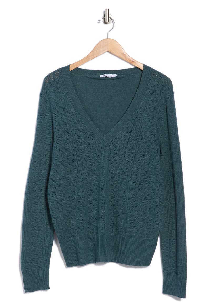Pointelle Stitch Vintage Sweater, Alternate, color, DARK TEAL