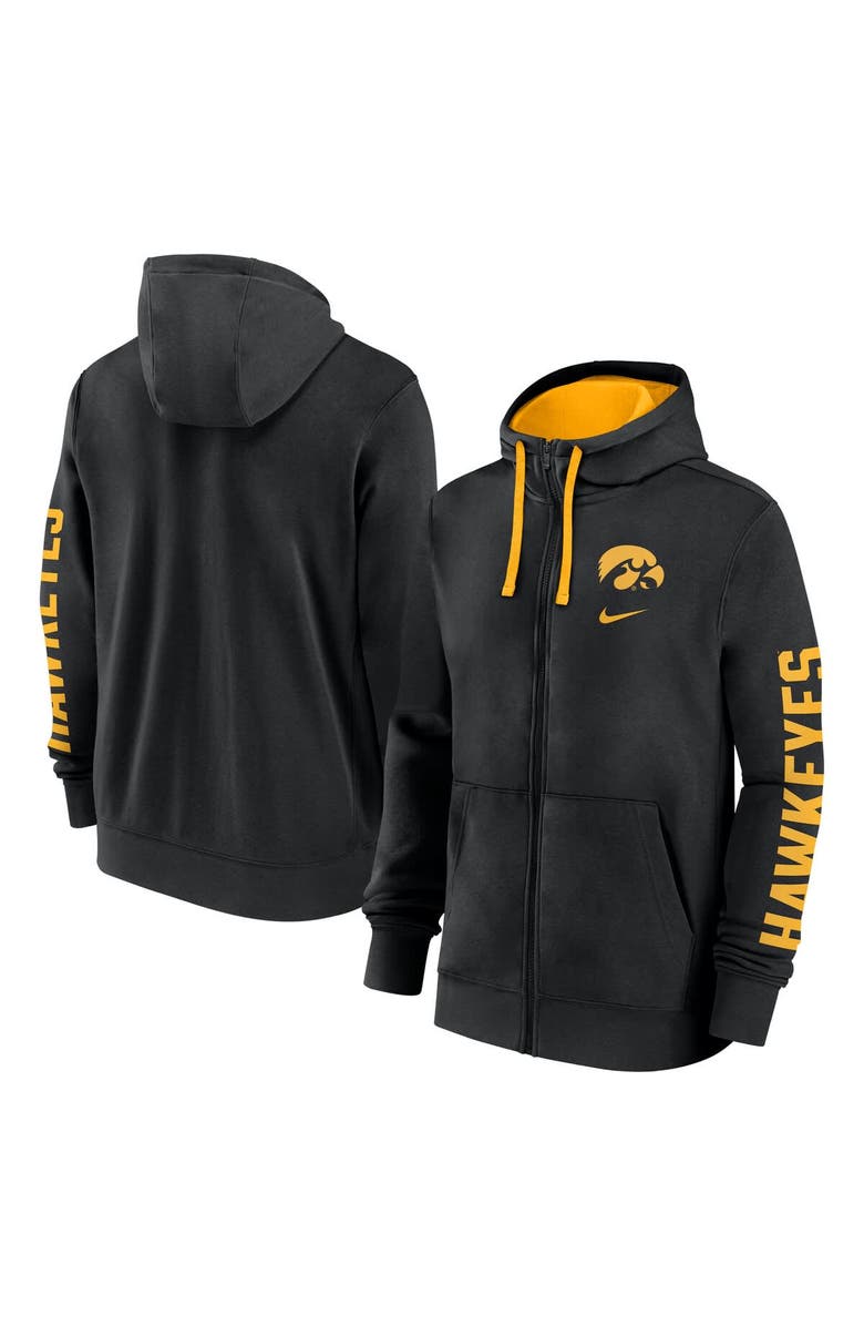 Nike Men's Nike Black Iowa Hawkeyes Primetime Primary Mascot Full-Zip Hoodie, Main, color, Black