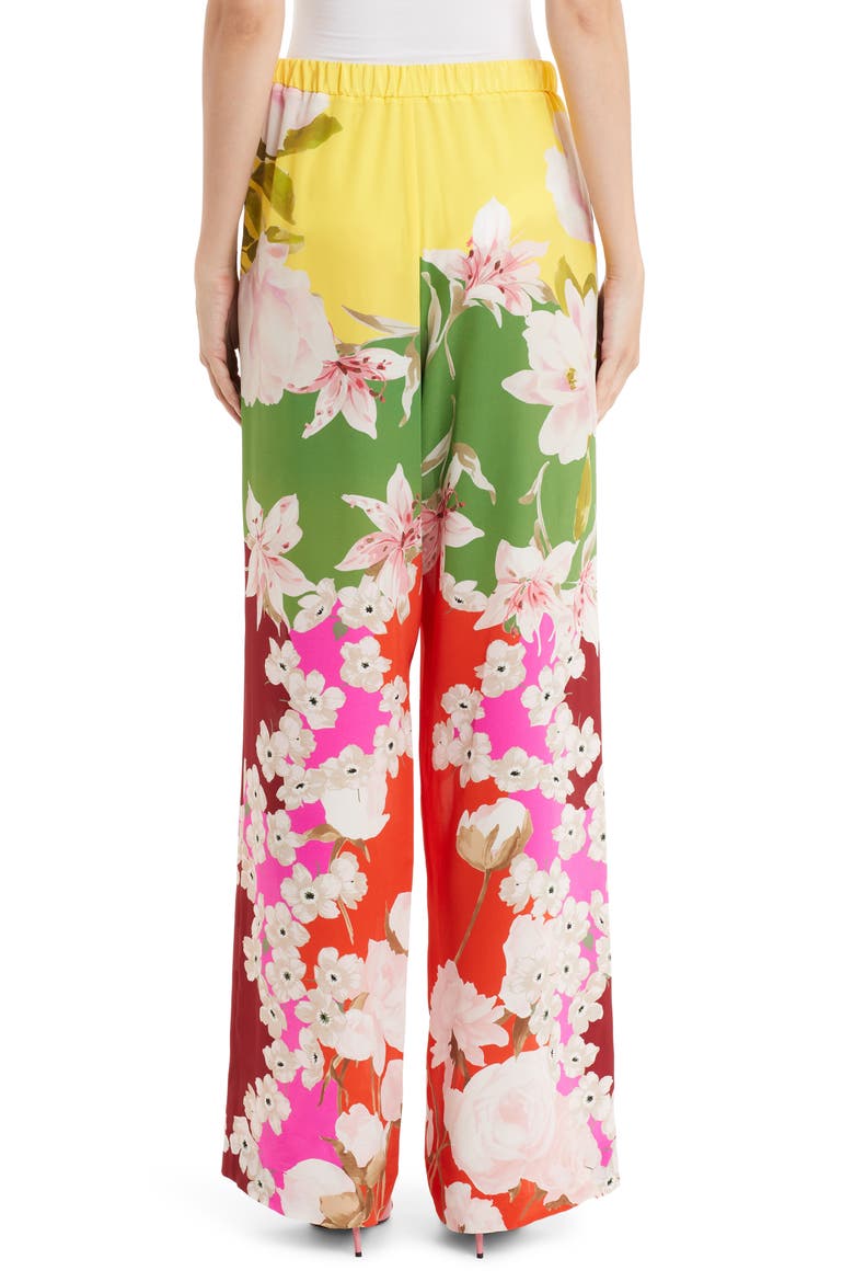 Floral Wide Leg Silk Crepe Pants, Alternate, color, MULTI